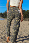 Tracy High Rise Straight Camo Cargo Pant - Army Green