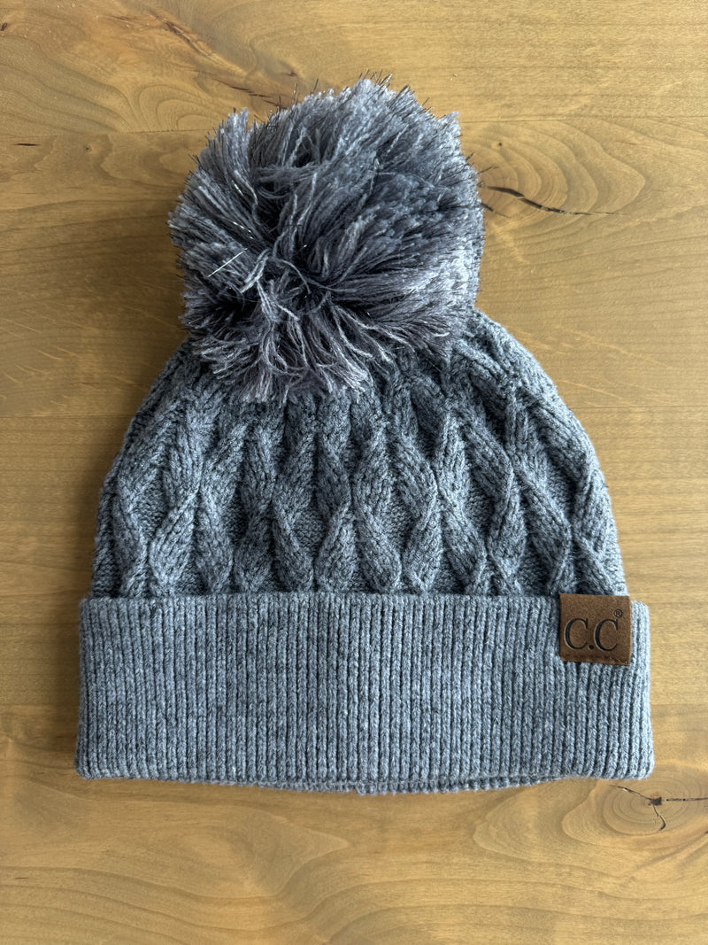 CC Pom Sparkle Beanie- Gray