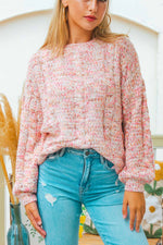 Sweet Sprinkle Cable Knit Sweater - Pink/Multi
