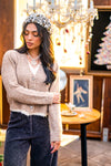Layered Luxe Double Layer Button Up Cardigan- Oatmeal