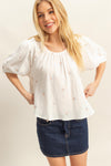 Frida Tie Back Floral Embroidery Detail - White