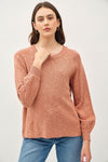 Norah Raglan Sweater Ribbed Hem- Persimmon