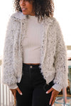 Cloud Nine Shag Faux Fur Zip Up Bomber Jacket- Heather Gray