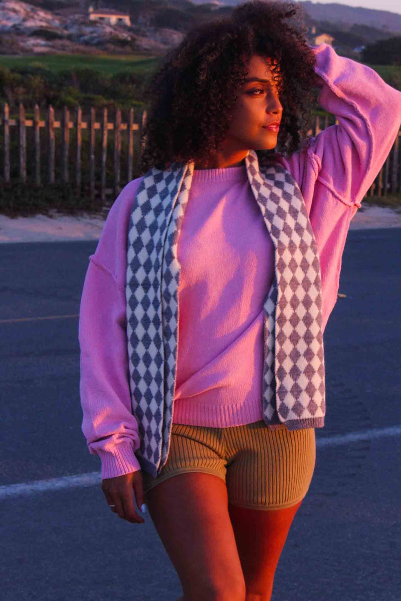 Eternal Warmth Organic Cotton Knit Sweater - Bubblegum