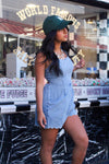 Sunkissed Spell Scalloped Trim Denim Romper- Light Wash