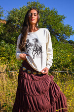 Wide Open Spaces Horse Crew Neck Sweatshirt- Ivory