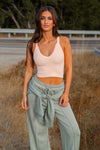 Fast Cars and Freedom Wide Leg Drawstring Pant - Sage