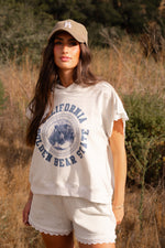 Golden State Lace Trim Sleeveless Hoodie/Shorts Set - Heather Gray