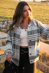 Silver Dusk Plaid Button Down Jacket- Gray/Ivory