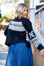 Soft Landing Swan Detail Knit Sweater - Black/Ivory