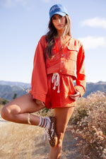 Sweet Clementine Pocket Detail Cropped Shacket - Burnt Orange