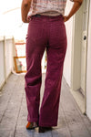 JBD Corduroy Mini Pocket Full Length Wide Leg Pants- Burgundy