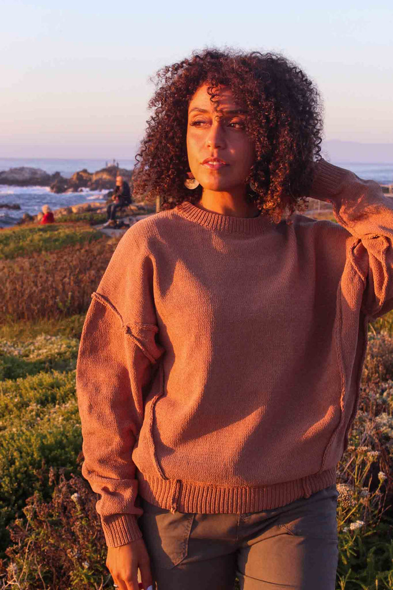 Eternal Warmth Organic Cotton Knit Sweater- Coffee