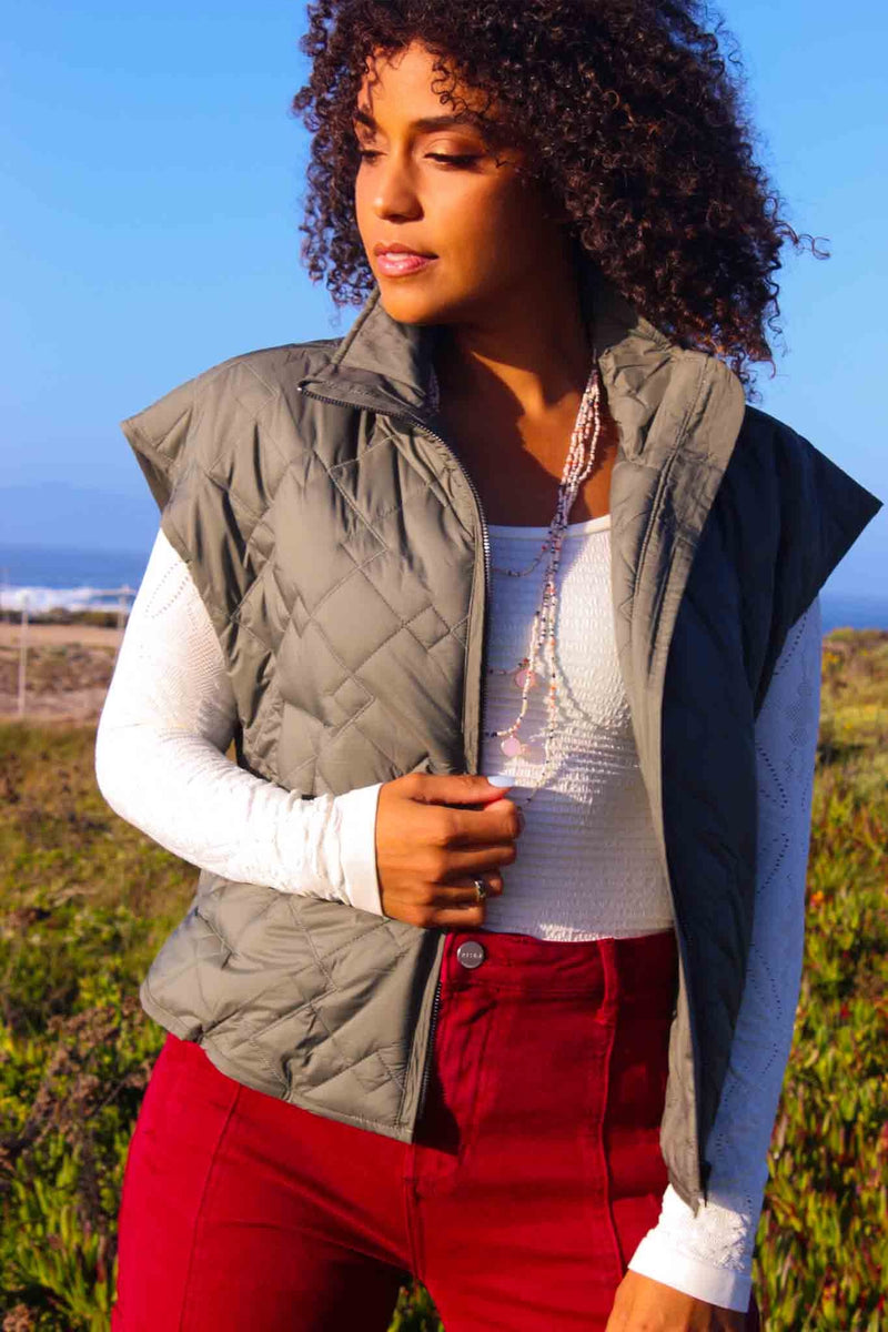 Pinecrest Quilted Puffer Vest - Army