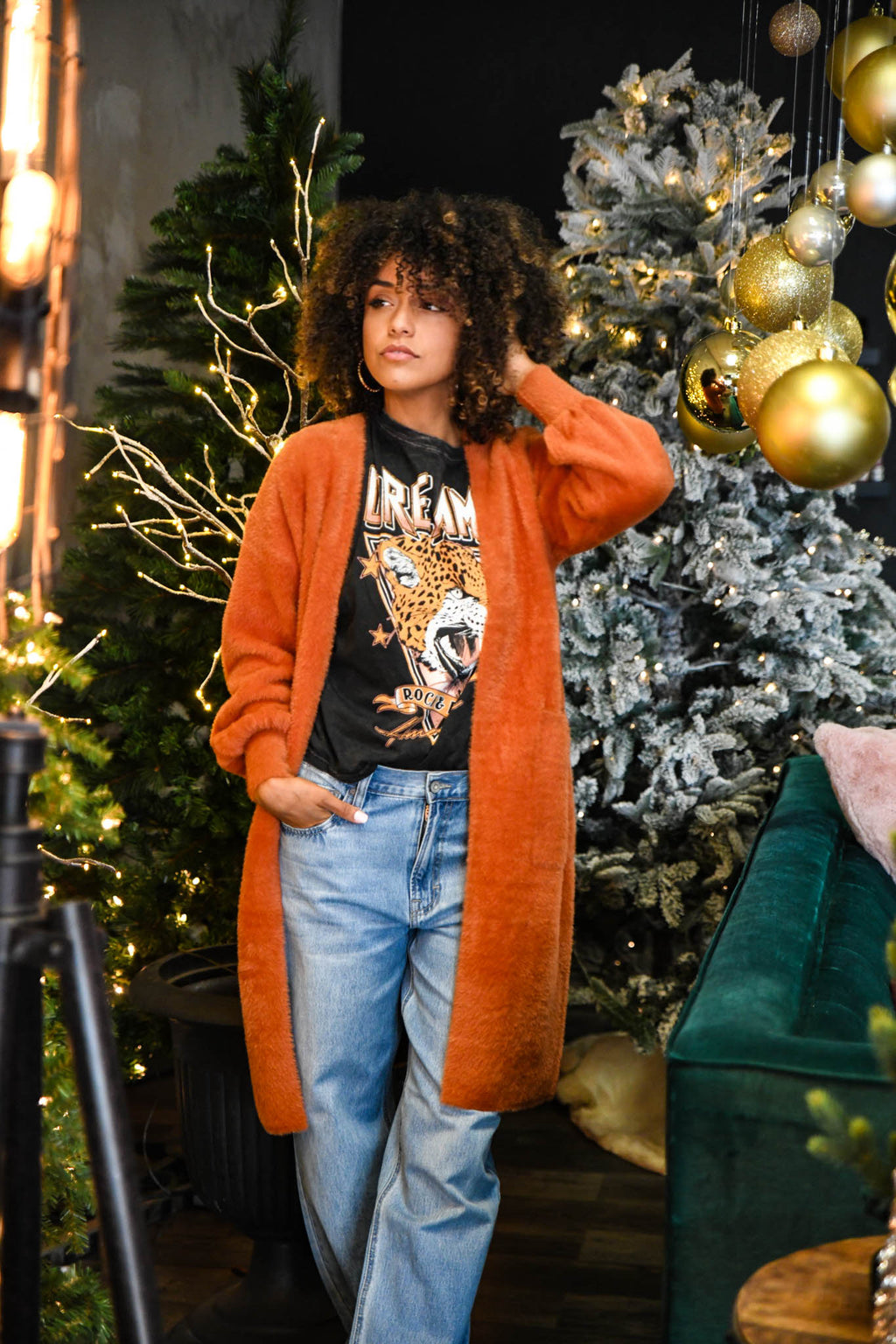 Persimmon Eyelash Cardigan - Rust