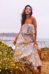 Honey Dip Strapless Maxi Dress- Sky/Multi