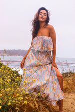 Honey Dip Strapless Maxi Dress- Sky/Multi