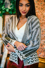 Cozy On Up Print Knit Cardigan - Taupe/Multi