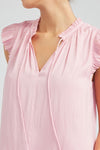 Rosewater Flutter Sleeve Tie Blouse- Pink