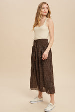 Chocolate Kiss Smocked Waist Floral Maxi Skirt - Mocha