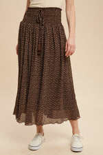 Chocolate Kiss Smocked Waist Floral Maxi Skirt - Mocha