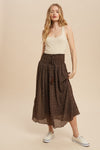 Chocolate Kiss Smocked Waist Floral Maxi Skirt - Mocha