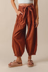 Free Spirit Tie Waist Parachute Pant- Chocolate