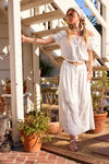 Analeah Lace Maxi Skirt W/ Abalone Buttons- Off White