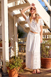 Analeah Lace Maxi Skirt W/ Abalone Buttons- Off White