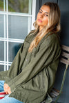 Alpine Drive Oversized Denim Shacket - Olive