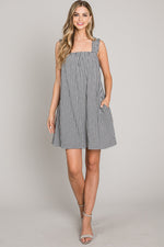 Daisy Jane Gingham Check Print Dress- Black/White