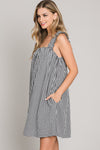 Daisy Jane Gingham Check Print Dress- Black/White