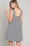 Daisy Jane Gingham Check Print Dress- Black/White