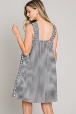 Daisy Jane Gingham Check Print Dress- Black/White