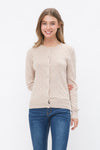Quinn Cableknit Cropped Cardigan- Khaki