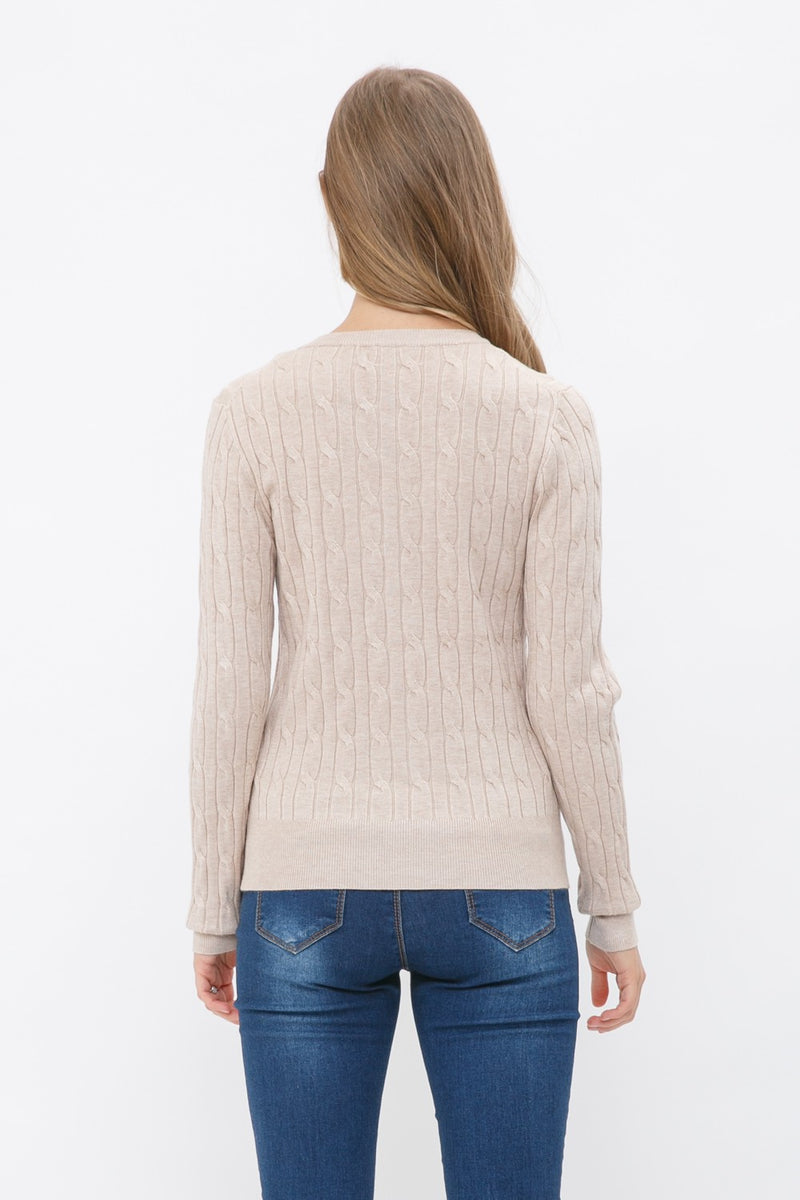 Quinn Cableknit Cropped Cardigan- Khaki