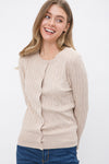 Quinn Cableknit Cropped Cardigan- Khaki