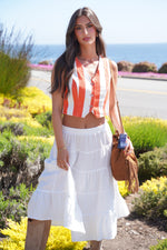 Emily Cotton Tiered Midi Skirt - White