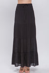 Ocean Air Affair Smocked Waist Maxi Skirt - Black