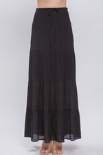 Ocean Air Affair Smocked Waist Maxi Skirt - Black