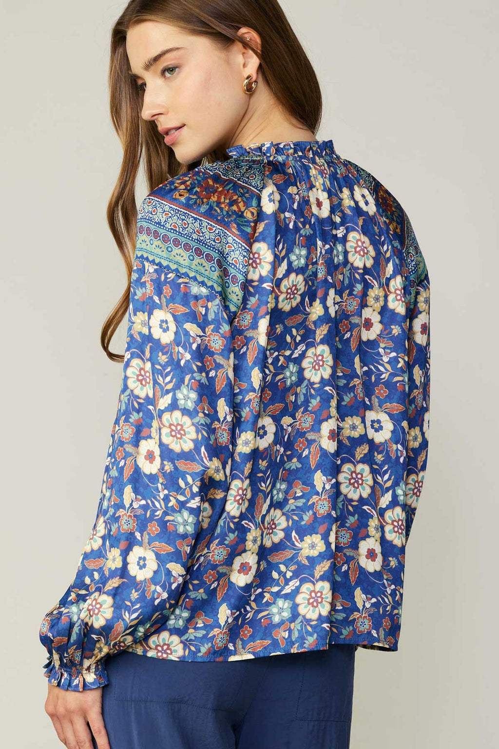 Amalfi Daydream Floral Blouse- Navy/Multi