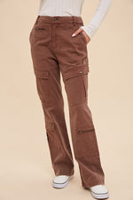 Cargo Crush Denim Utility Pants - Rust