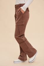 Cargo Crush Denim Utility Pants - Rust