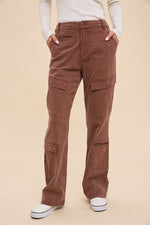Cargo Crush Denim Utility Pants - Rust
