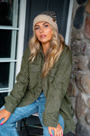 Alpine Drive Oversized Denim Shacket - Olive