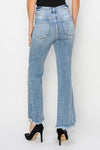 Risen Cropped Flares W/ Distressed Hem- Stone Wash Light