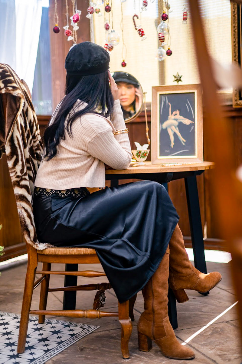 Vanilla Sweetness Tie Front Collared Ribbed Sweater- Oatmeal