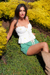 Mustard Seed Lemon Embroidered Tank Top-White/Yellow