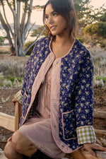 Rejuvenated Floral Quilted Jacket- Purple