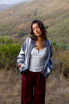 Tidepool Tinsel Detail Knit Cardigan- Smoke/Ivory